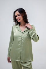 Mint Green Satin Shorts Set