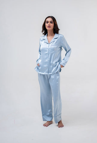 Aqua Satin PJ Set <3