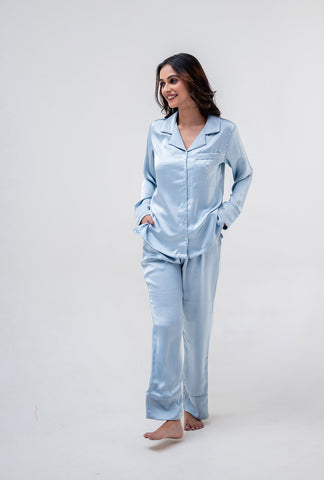 Aqua Satin PJ Set <3