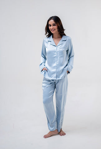 Aqua Satin PJ Set <3