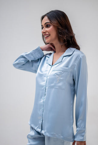 Aqua Satin PJ Set <3