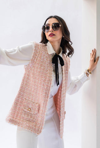 Jadore' Sleeveless Jacket|Pink