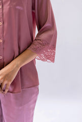 Pink Satin Pyjama Set