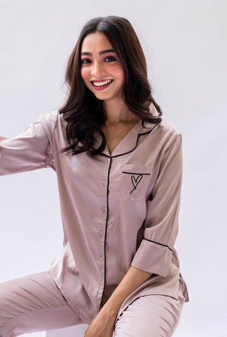Champagne Satin PJ Set – House of Dreams