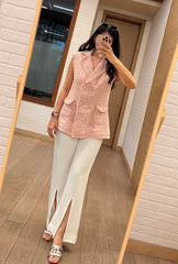 Soho Pink Sleeveless Jacket Set