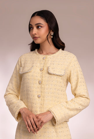 Amore' Crop Jacket Set| Yellow