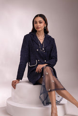 Nriti Shah In Soho Tweed Blazer Dress|Navy