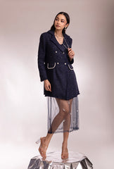 Nriti Shah In Soho Tweed Blazer Dress|Navy