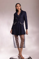Nriti Shah In Soho Tweed Blazer Dress|Navy