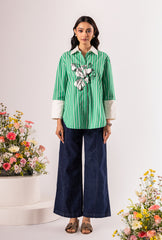 Fleur Green Stripes Shirt