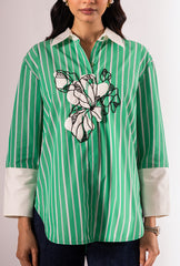 Fleur Green Stripes Shirt