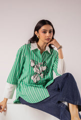 Fleur Green Stripes Shirt