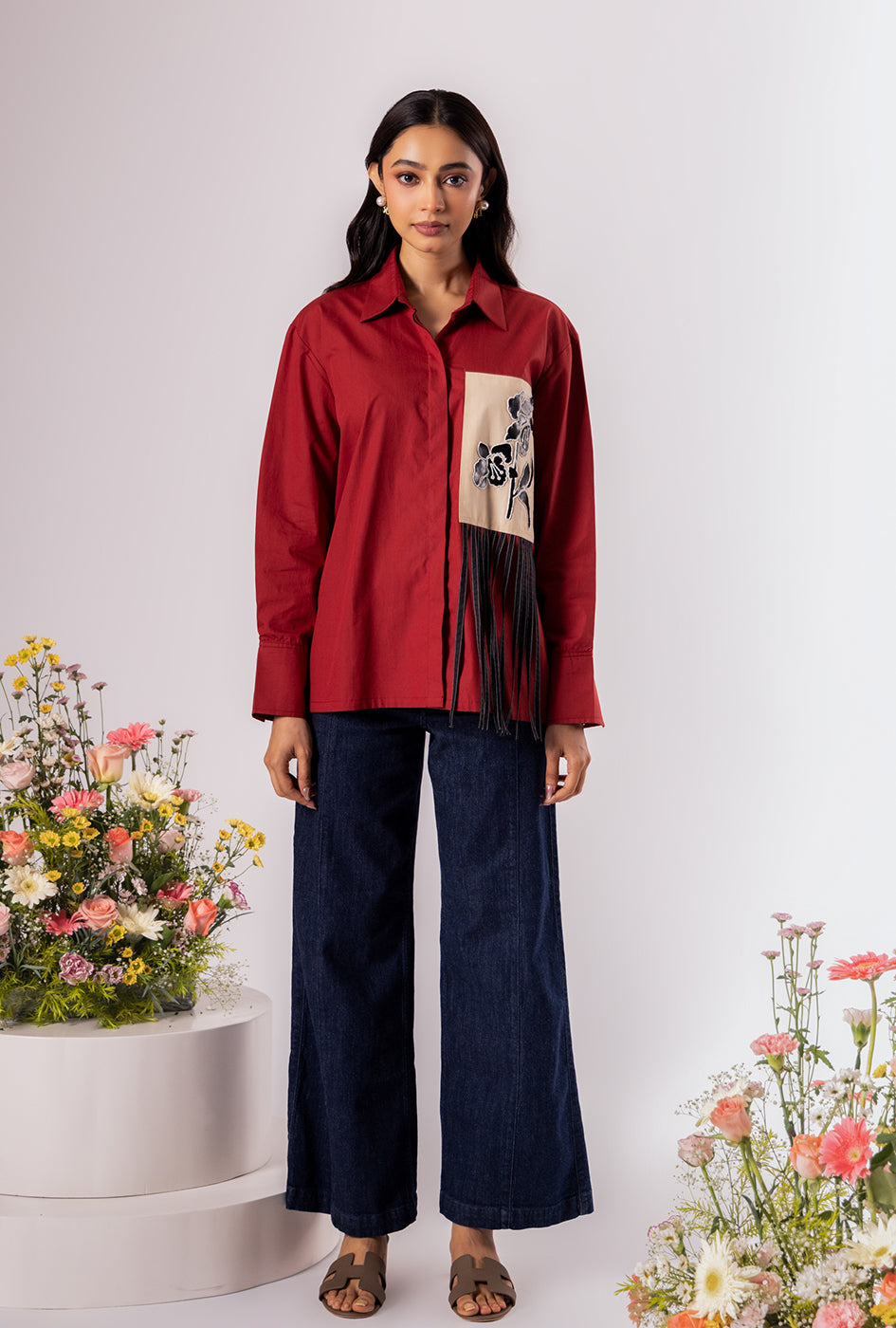 Wild Flower Brick Red  Shirt