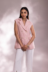 Soho Pink Sleeveless Jacket Set
