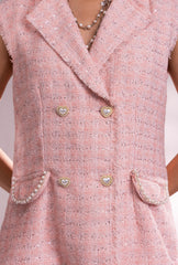 Soho Pink Sleeveless Jacket Set