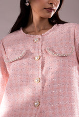 Amore' Crop Jacket Set| Pink