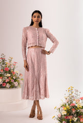 Noire' Pink Lacey Skirt Set