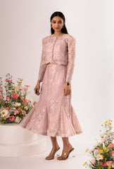 Noire' Pink Lacey Skirt Set