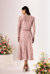 Noire' Pink Lacey Skirt Set