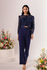 Noire' Navy Lacey Pant Set