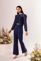 Noire' Navy Lacey Pant Set