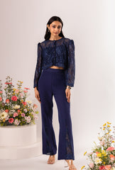 Noire' Navy Lacey Pant Set