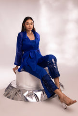 Organza Cobalt Blue Bling On Coord Set