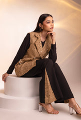 Soho Sleeveless Jacket Set |Gold & Black