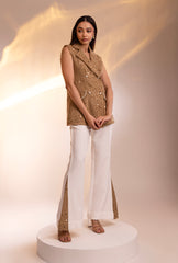 Sharnamli Mehra In Soho Sleeveless Jacket |Gold