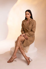 Soho Tweed Blazer Dress|Gold