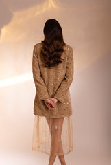 Soho Tweed Blazer Dress|Gold