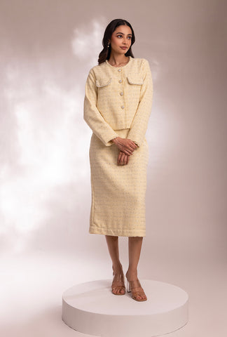 Amore' Crop Jacket Set| Yellow