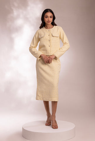 Amore' Crop Jacket Set| Yellow