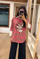 Fleur Red Stripes Shirt