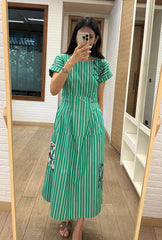 Fleur Green Stripes Dress