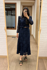 Noire' Navy Lacey Skirt Set