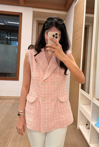 Soho Sleeveless Jacket |Pink