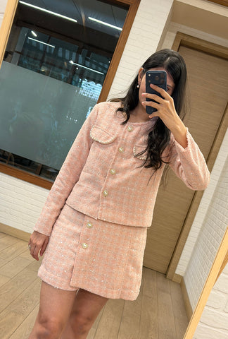 Amore' Crop Jacket Set| Pink