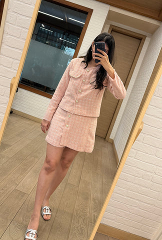 Amore' Crop Jacket Set| Pink