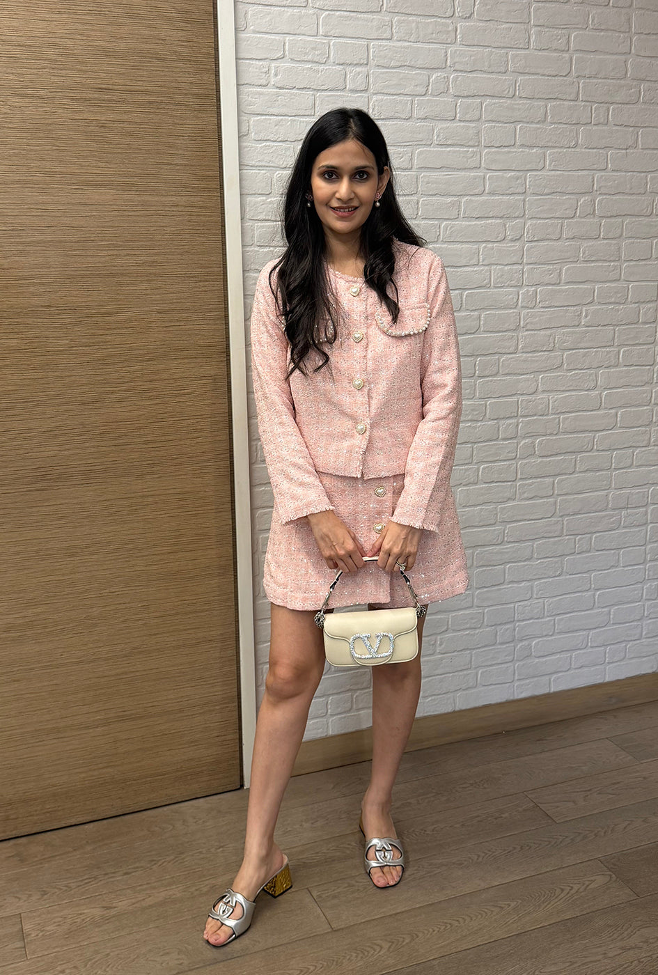 Amore' Crop Jacket Set| Pink