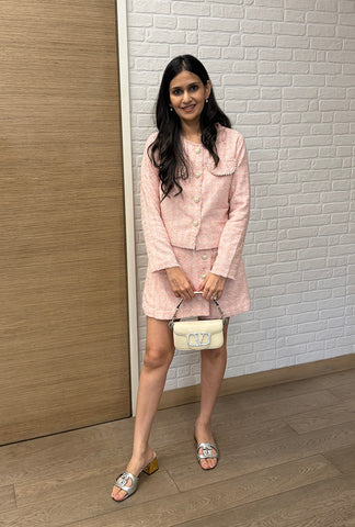 Amore' Crop Jacket Set| Pink