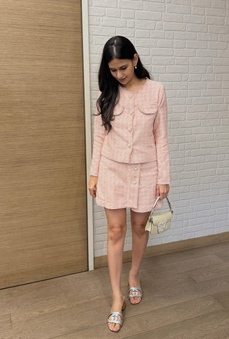 Amore' Crop Jacket Set| Pink