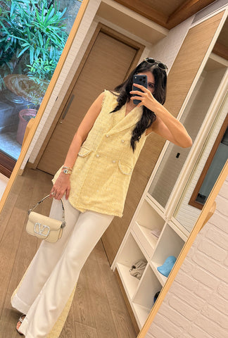 Soho Sleeveless Jacket Set |Yellow