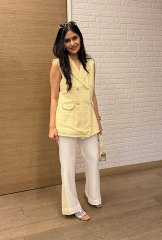 Soho Sleeveless Jacket Set |Yellow