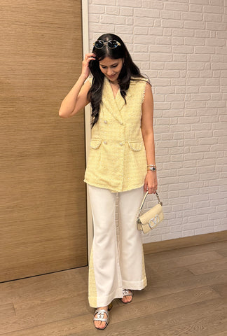 Soho Sleeveless Jacket Set |Yellow