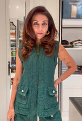 Nriti Shah In Jadore Sleeveless Tweed Jacket Set| Green