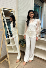 Lacey Bib Shirt| White