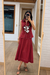 Fleur Brick Red Skirt Set