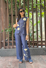 Summer Bloom Denim Sleeveless Jacket