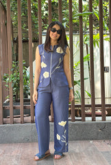 Summer Bloom Denim Sleeveless Jacket